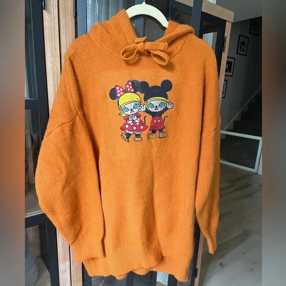 RARE Pop Mart Disney Mickey Minnie anime hoodie Japan Tokyo bedazzled sweatshirt - Picture 1 of 5